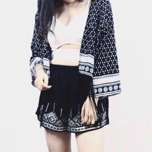 Pull&Bear Bohemian Embroidered Beaded Shorts/Skort